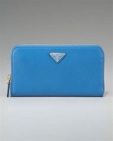 prada zip around wallet blue|Prada billfold wallet.